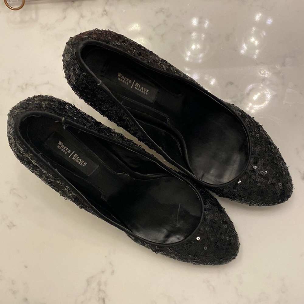 White House Black Market sequin black heels.